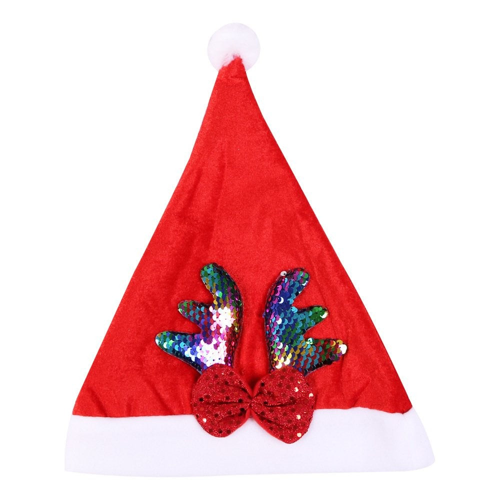 Colorful Antler Sequin Hat Santa Hat
