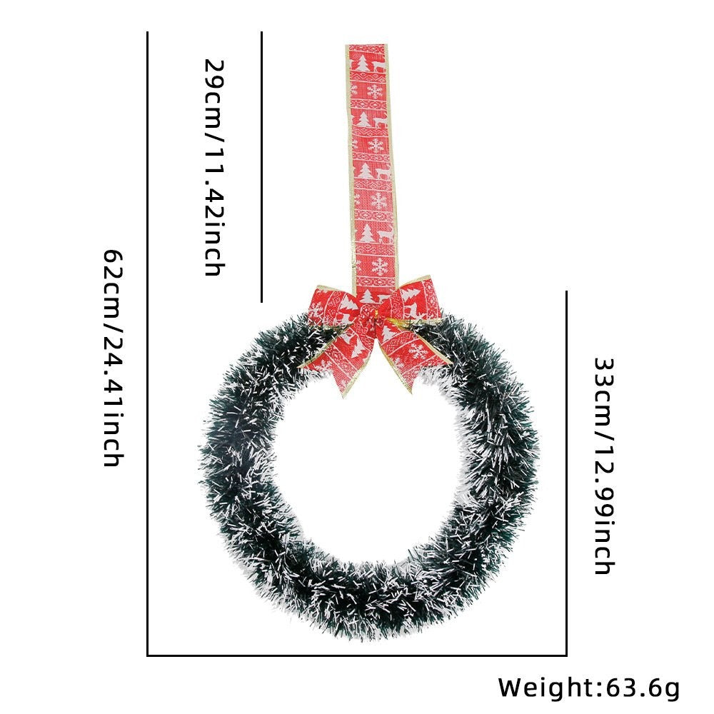 Dark Green Edge Tinsel Boa Wreath Ornament 2