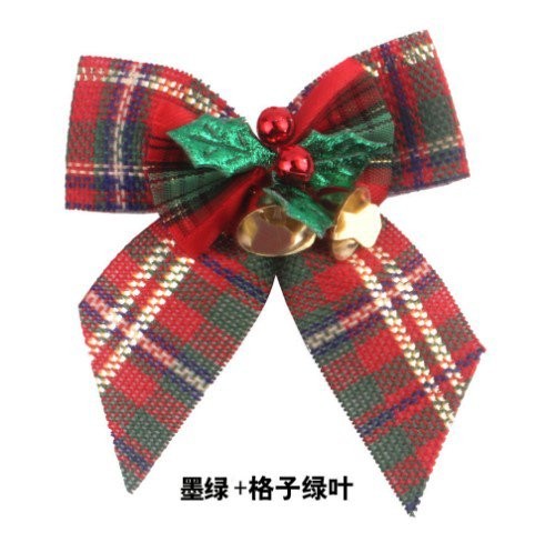 Dark Green + Plaid Green Leaf Bow