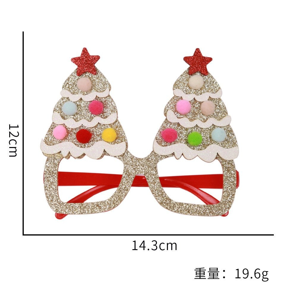 Double Christmas Tree Gold Glasses