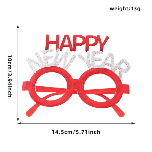 English New Year Happy Red Glasses
