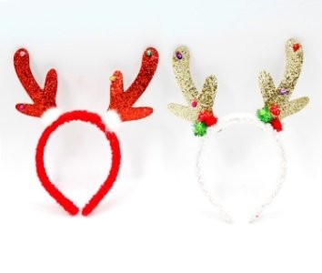 Fluffy Ring Plush Bright Pink Antler Head Bopper