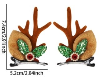 Gem Green Leaf Brown Antler Hair Clip