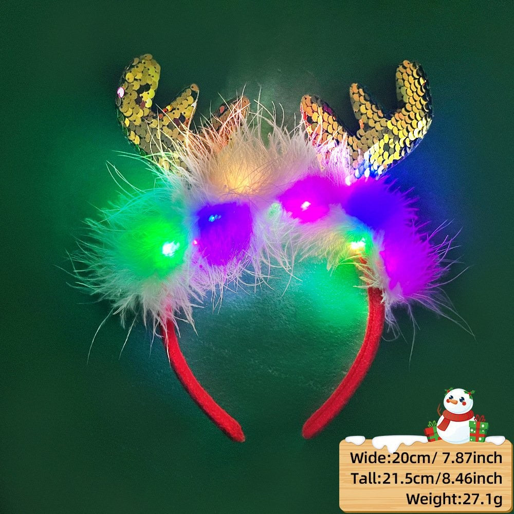 Gold Antler Headband (with LED + Fluffy)