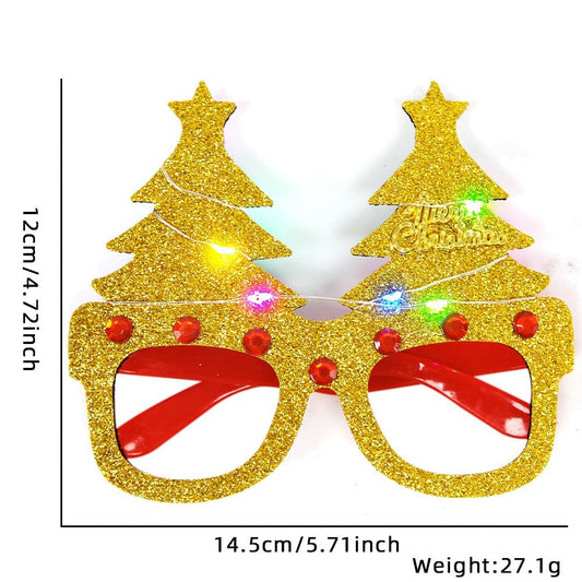 Gold Christmas Tree Glasses (with LED)
