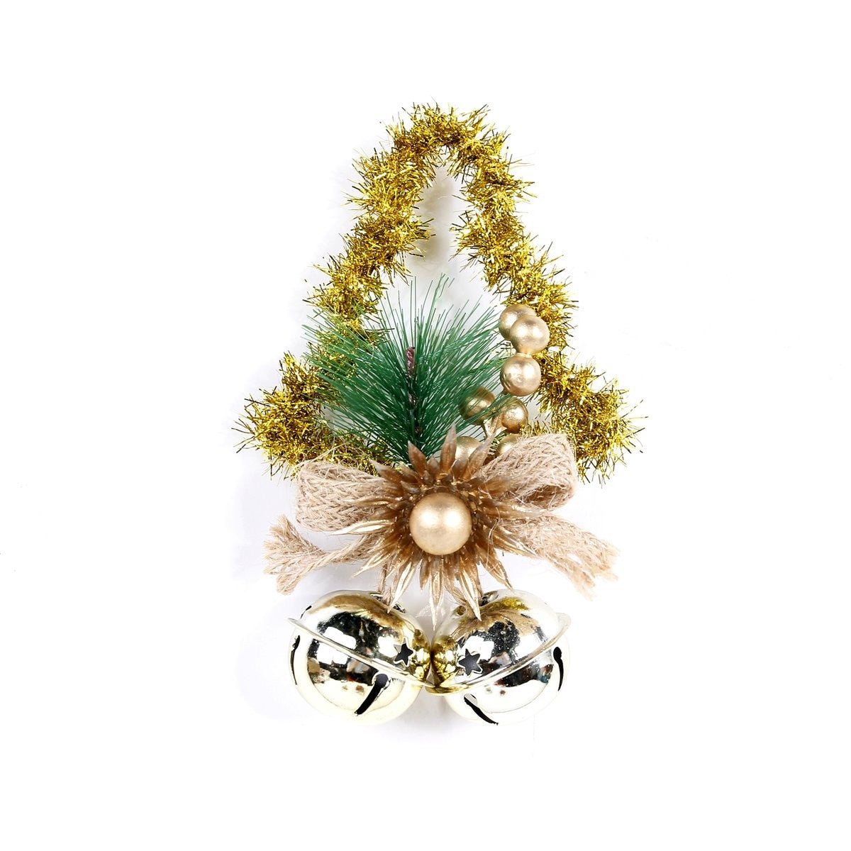 Gold Grass Tree Shape - Gold Five Star Bell Garland