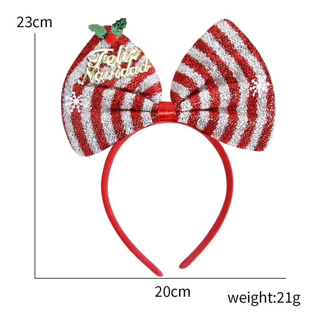 Gold Green Red Bow Headband 2