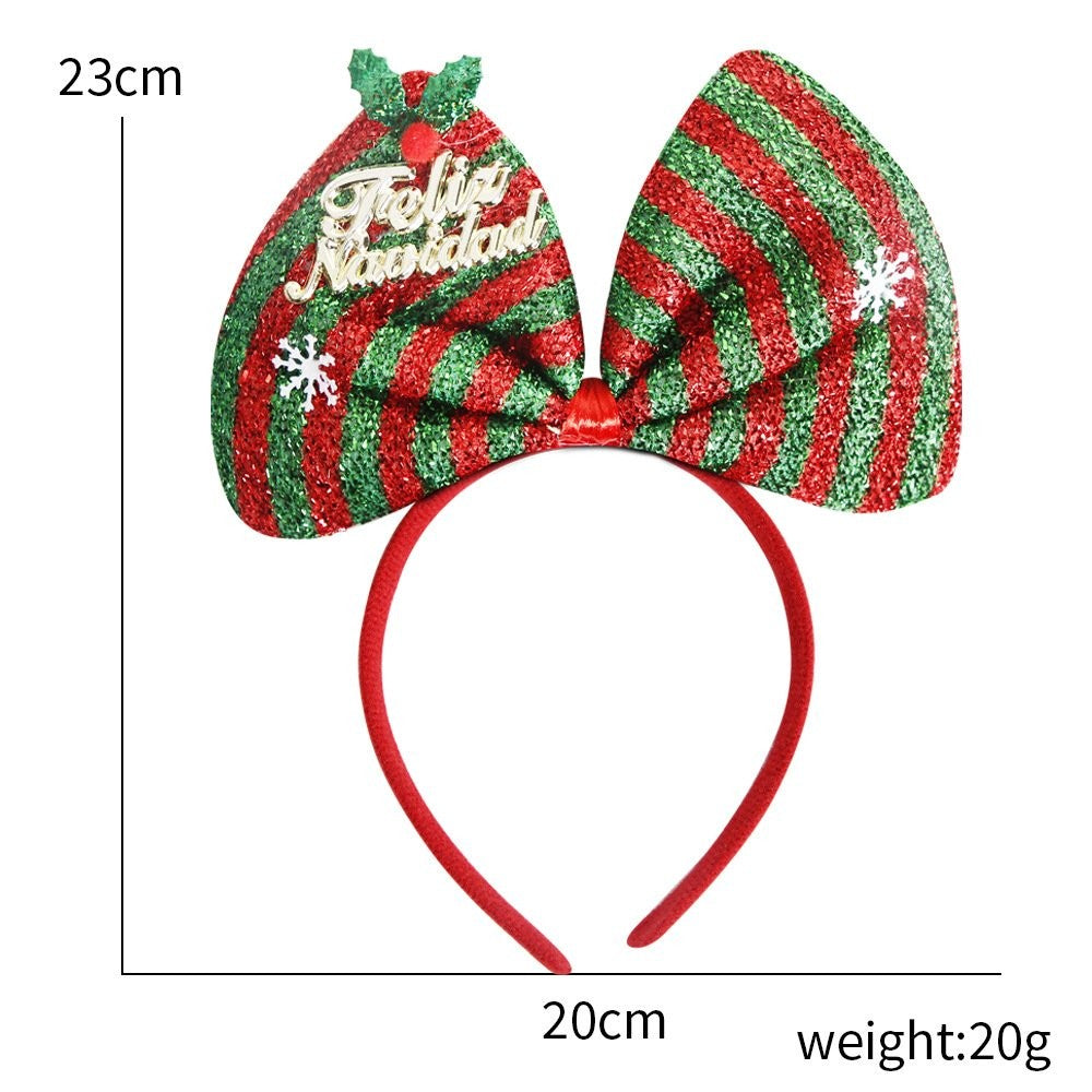 Gold Green Red Bow Headband 3