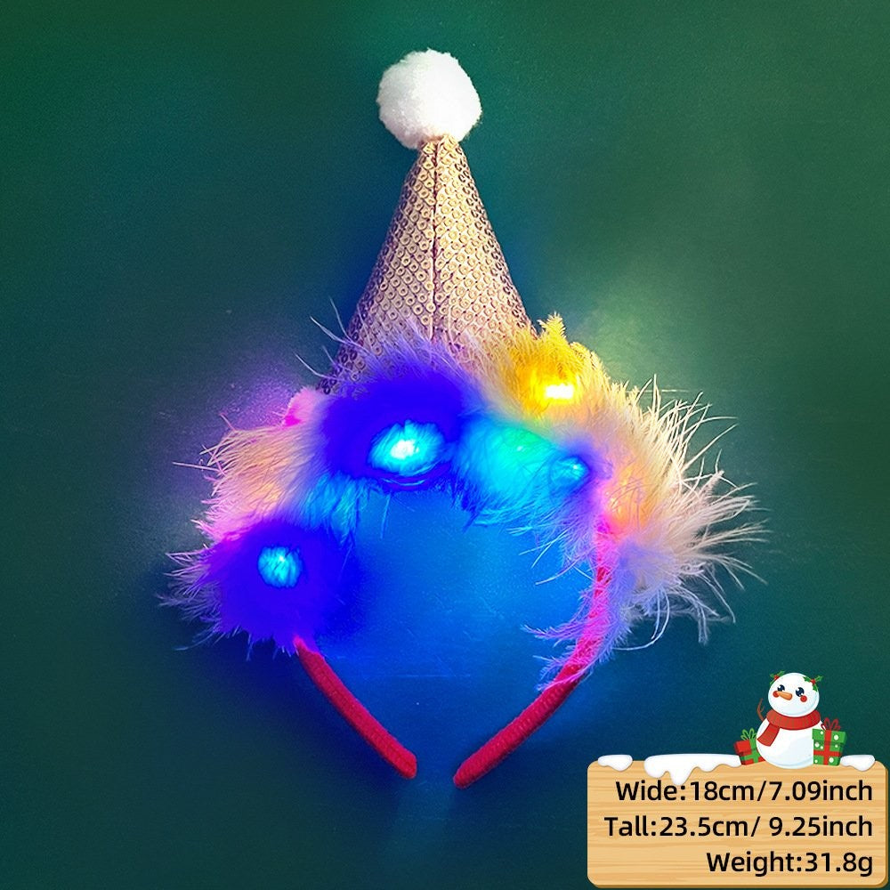 Gold Hat (with LED + Fluffy) Headband