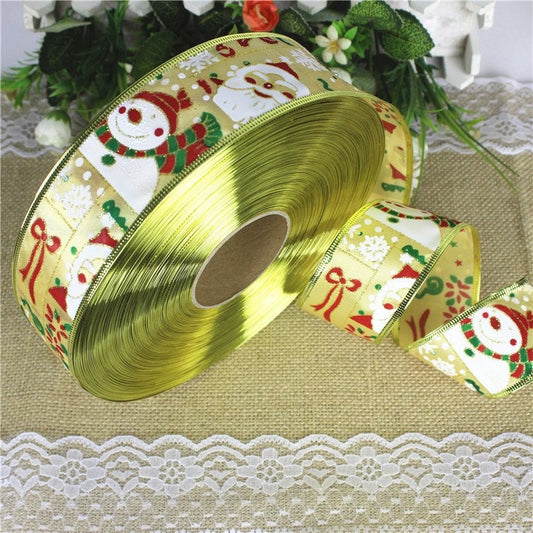 Gold Santa Claus Snowman Ribbon