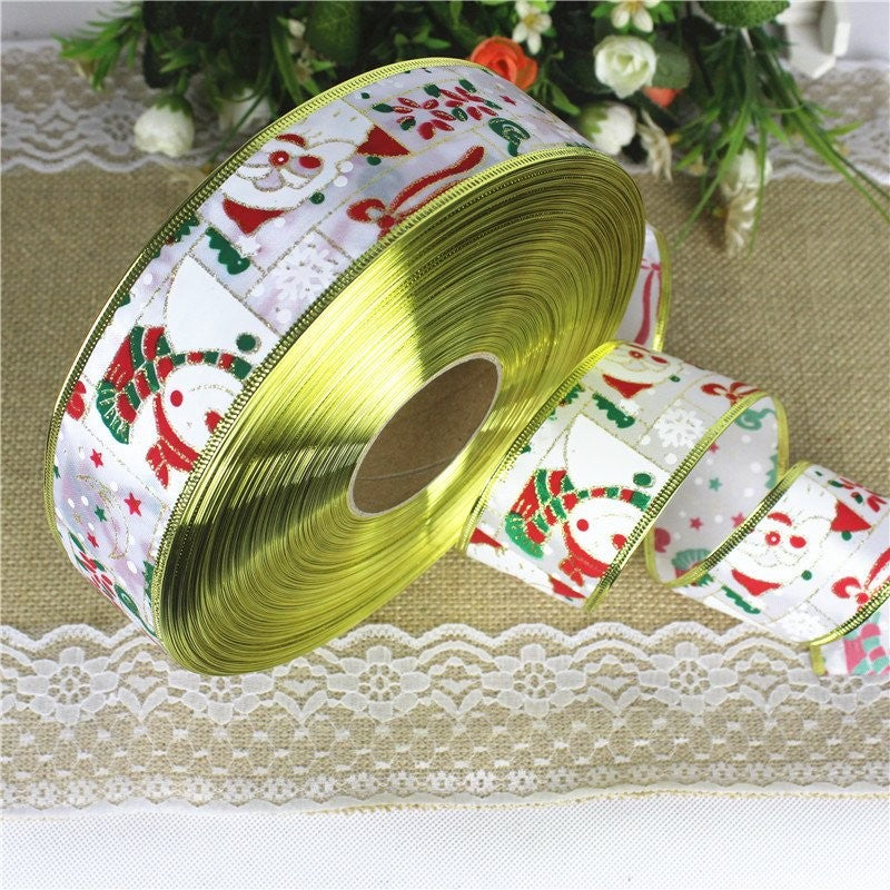 Gold Santa Claus Snowman Ribbon 2