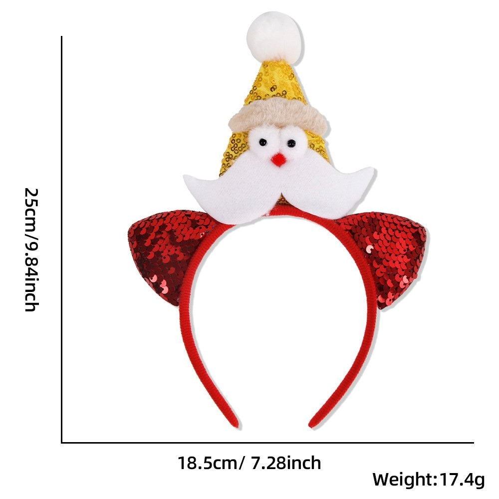 Gold Santa Hat Red Ears Headband