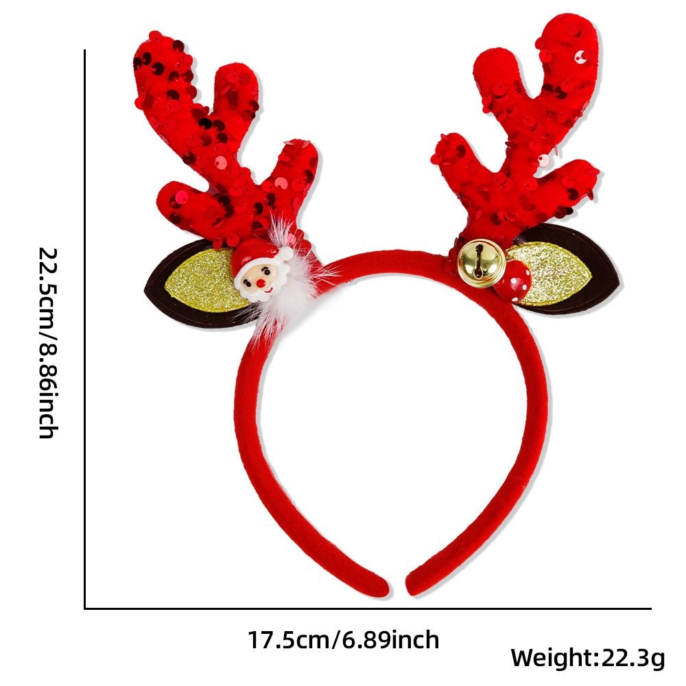 Gold Santa Hat Red Ears Headband 5