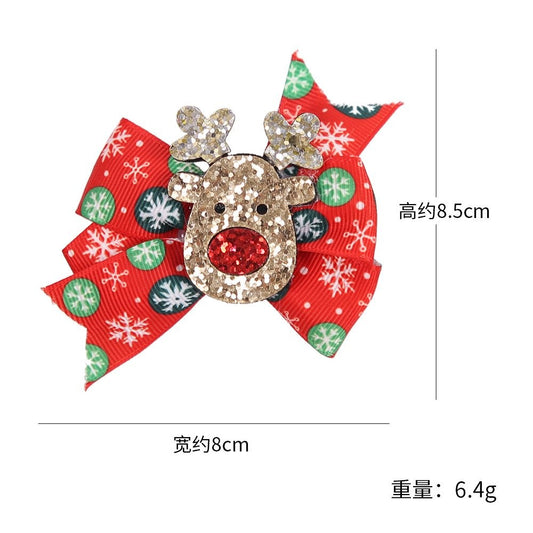 Gold Sequin Reindeer Hair Clip