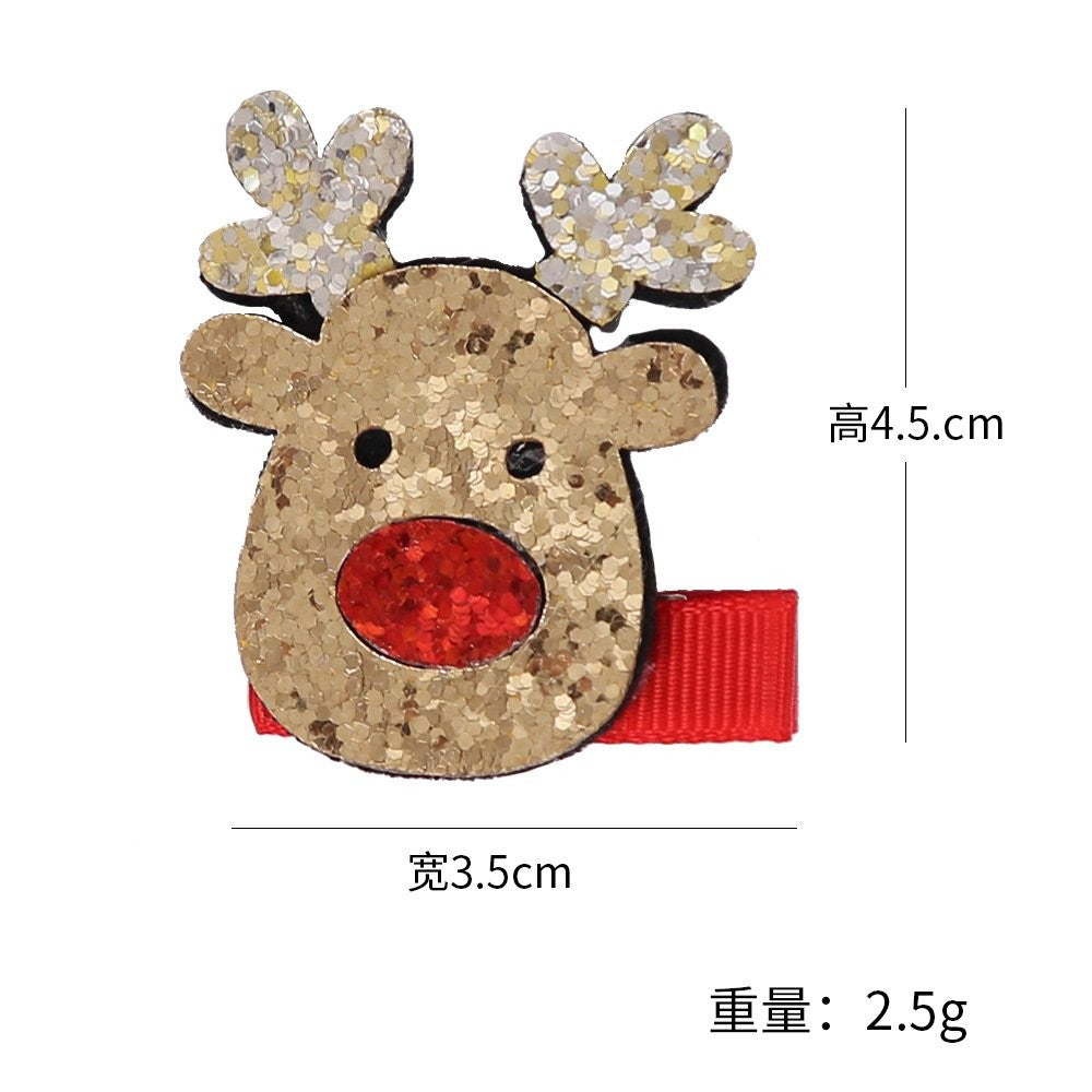 Gold Sequin Reindeer Head Hair Clip 4.5*3.5cm