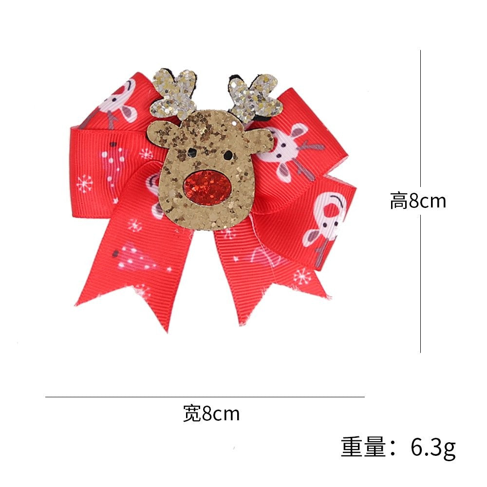 Gold Sequin Reindeer Head Hair Clip 8*8cm