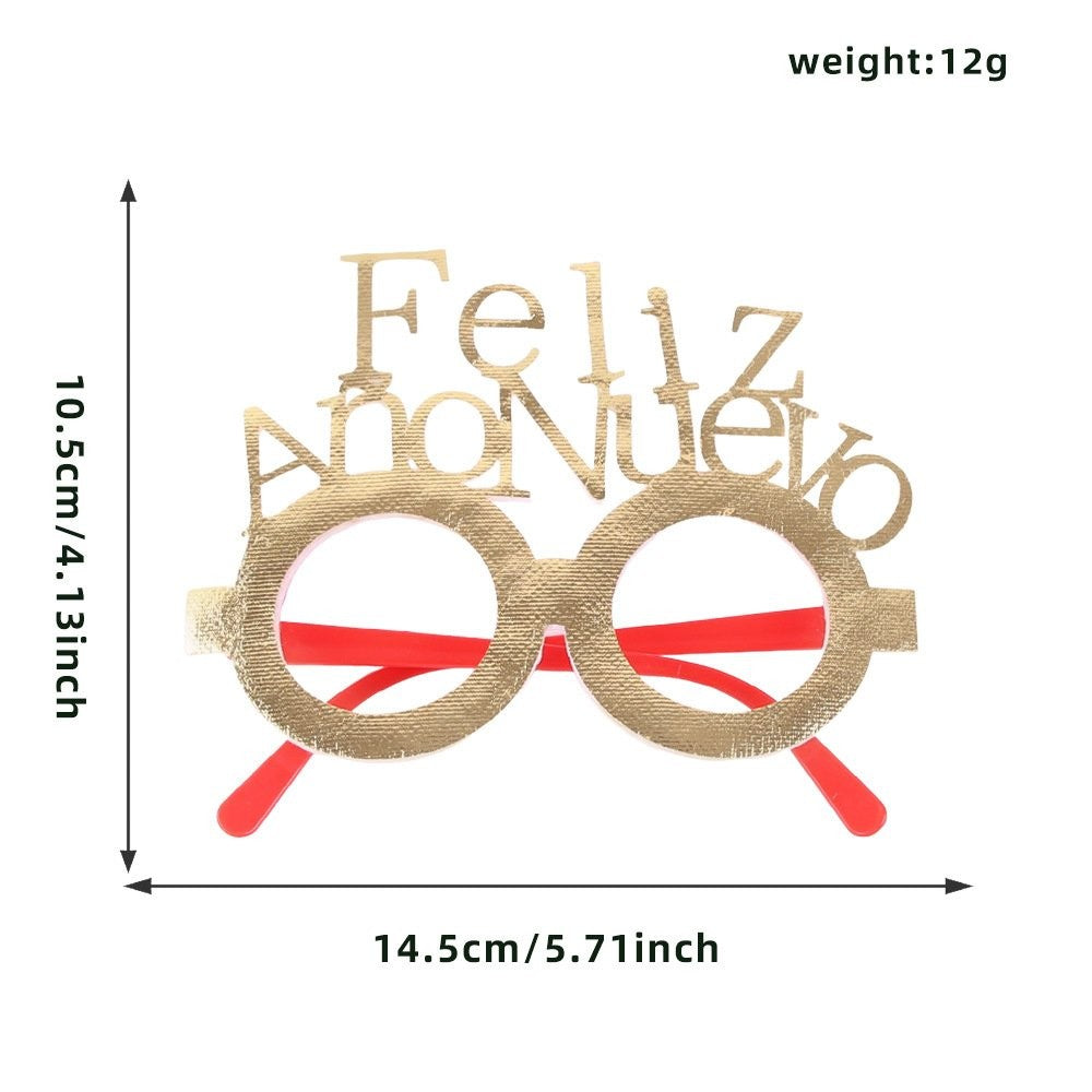 Gold Spanish New Year Happy Glasses