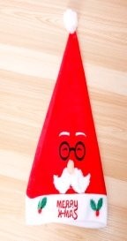 Gold Velvet - Embroidered White Brow Black Glasses Framed Hat (Adult Style) Santa Hat