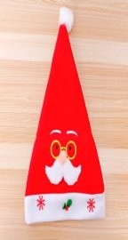 Gold Velvet - Embroidered White Brow Gold Glasses Framed Hat - (Adult Style) Santa Hat
