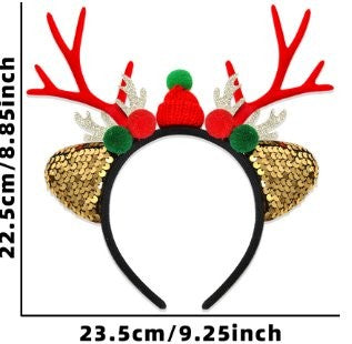 Green Bauble Santa Hat Red Antler Headband 22.5*23.5cm