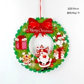 Green / Bow Snowflake Santa Wreath