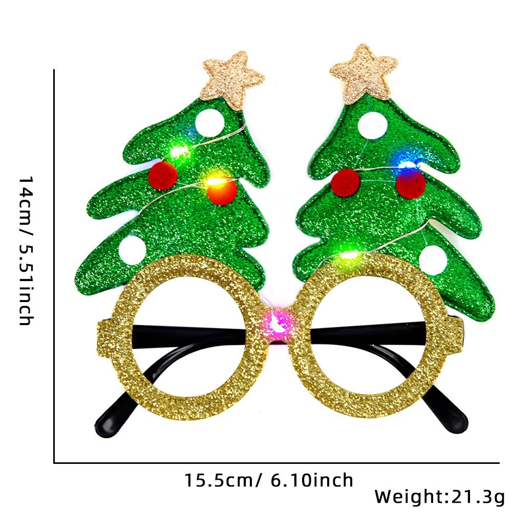 Green Christmas Tree Yellow Glasses (with LED)