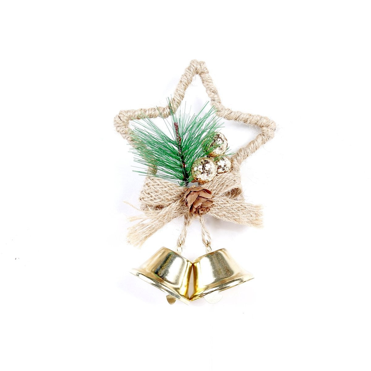 Jute Twine Five-Pointed Star Shape - Gold Bell Garland