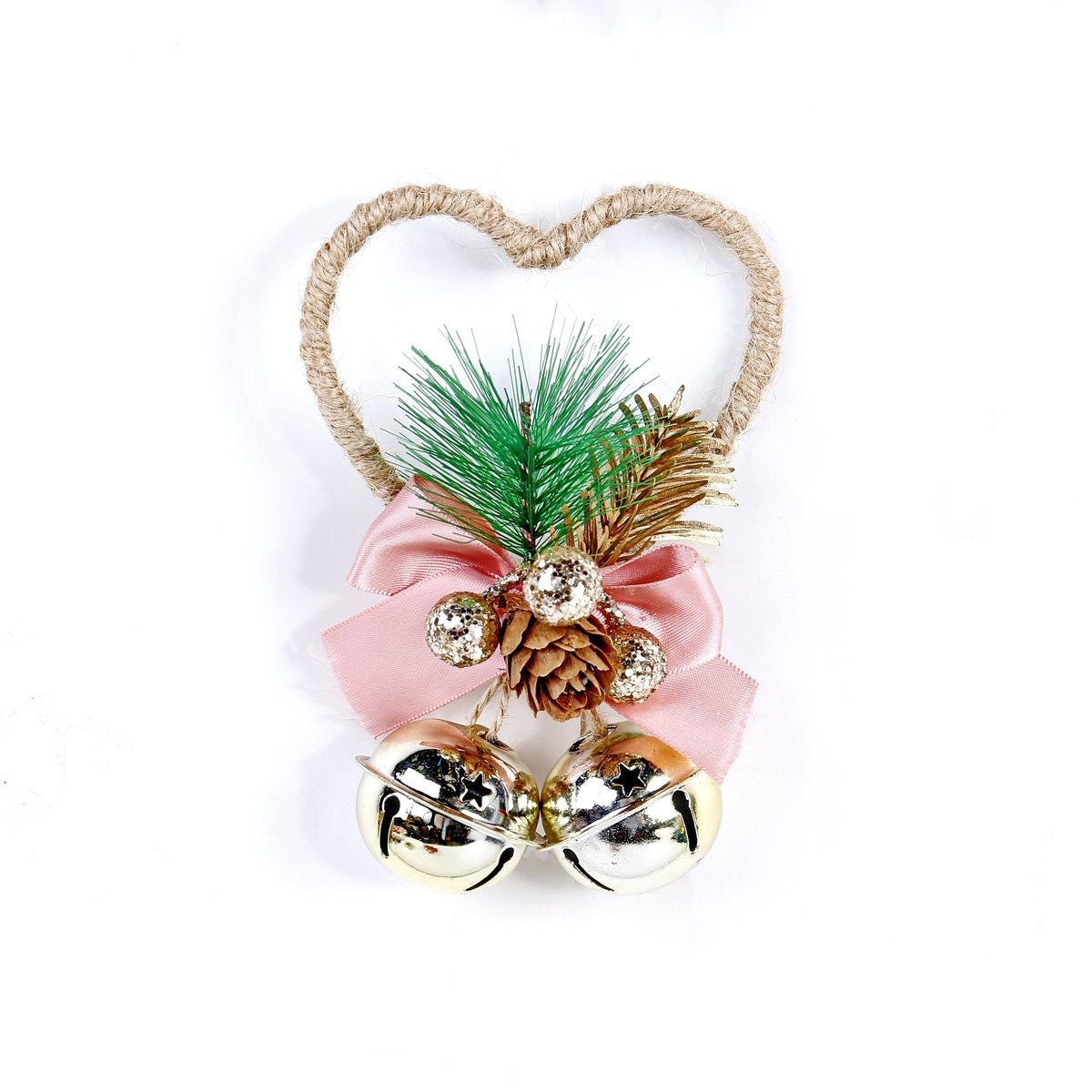 Jute Twine Heart - Gold Small Five Star Bell Garland