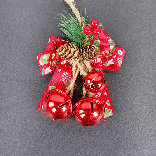 Jute Twine Red Printed Bow - Red Five Star Bell Garland