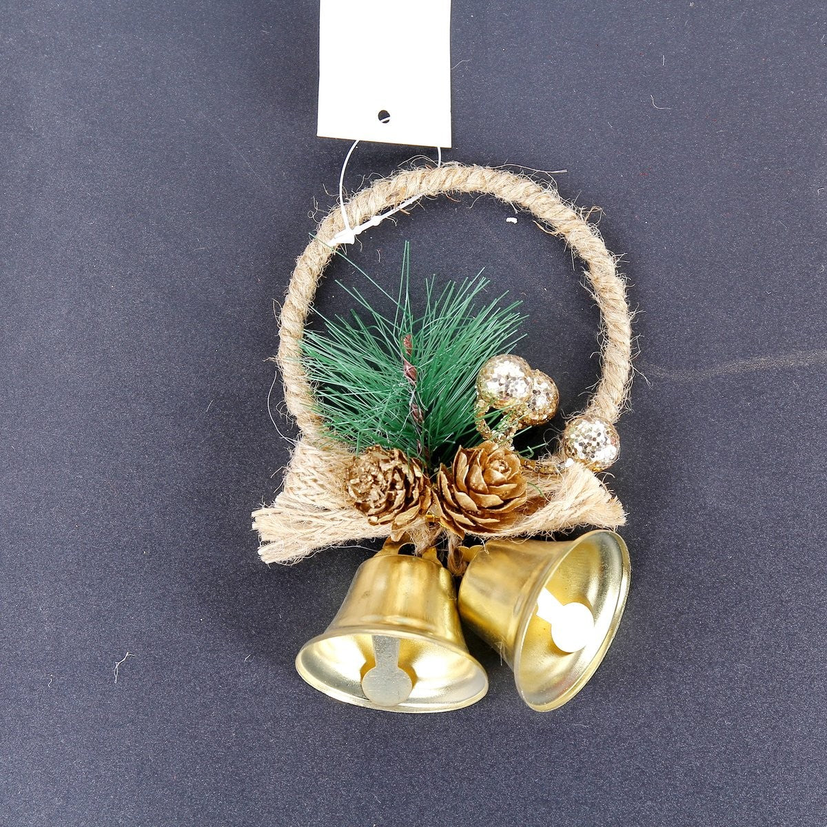 Jute Twine Round Ring - Gold Bell Garland