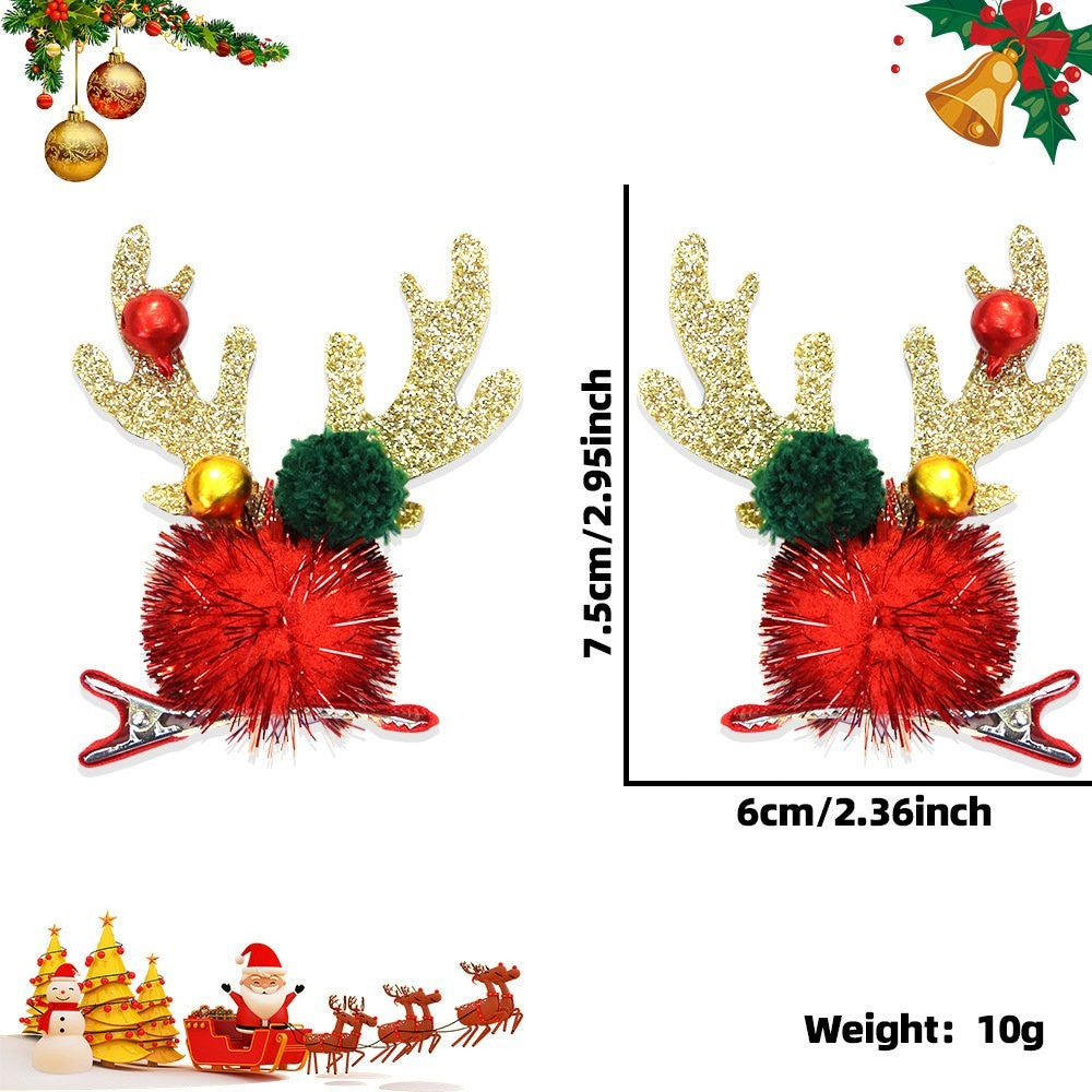 Large Small Pom-Pom Bell Antler Hair Clip 2410HH-LJFJ-5