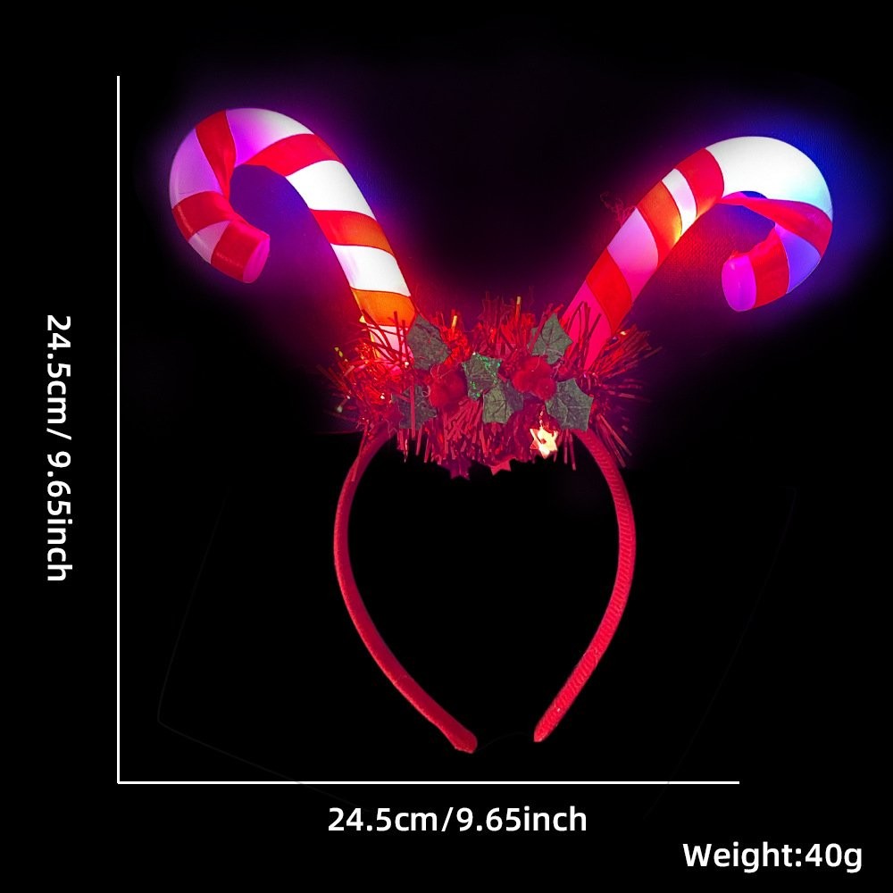 LED Candy Cane Red Fluffy Style (with LED) Headband
