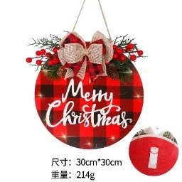 LED Red Plaid Hanging Sign