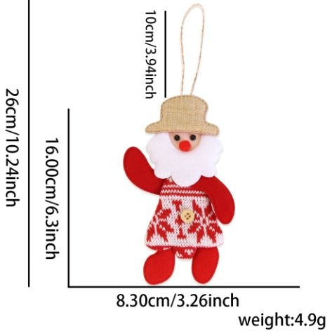 Light Brown Button Hat Santa Ornament