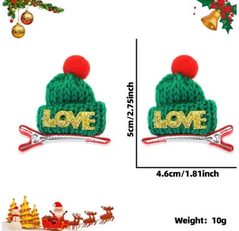 Love Green Hat Hair Clip 5*4.6cm