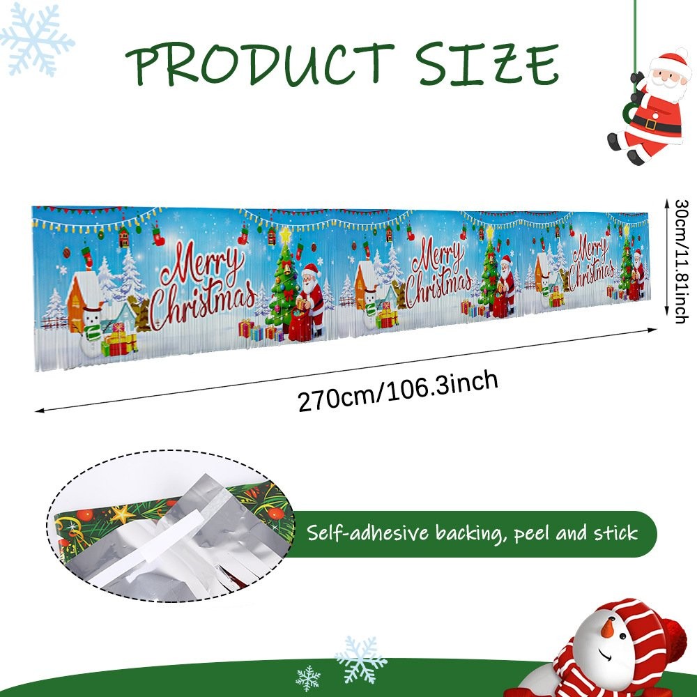 Merry Christmas- Blue Banner Tinsel Curtain