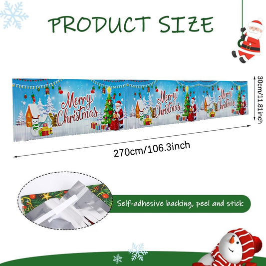 Merry Christmas- Blue Banner Tinsel Curtain