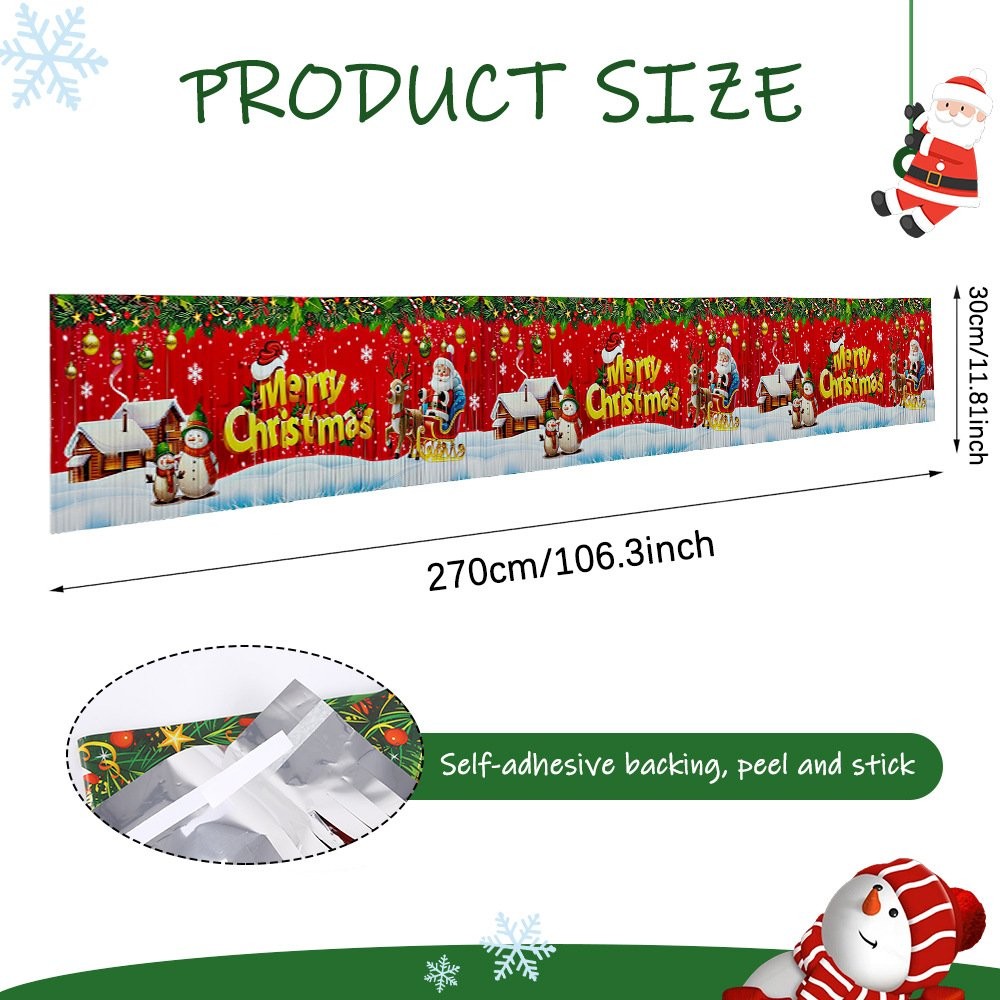 Merry Christmas- Blue Banner Tinsel Curtain 2