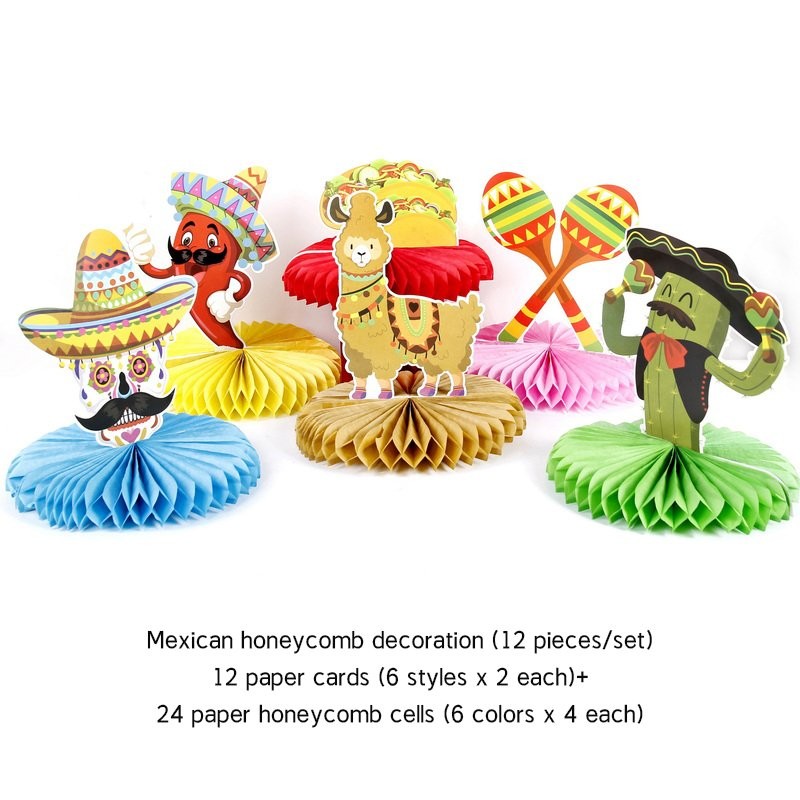 Mexican Honeycomb Figurine (Paper Card Pcs (300g White Card Double-Sided Print), Honeycomb (Double Paper))