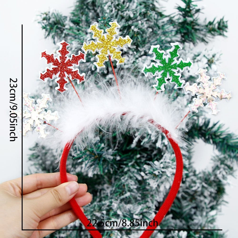 Multi Color Snowflake White Fluffy Headband 23*23cm