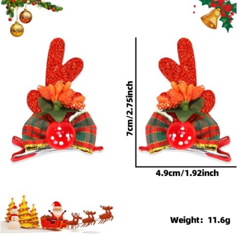Mushroom Bow Tie Red Antler Hair Clip 7*4.9cm