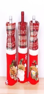 Non-Woven Fabric Christmas Red Wine Bottle Set Stocking