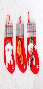 Non-Woven Fabric Grey Plaid Opening Small Stocking