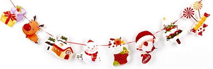 Paper Cartoon House Snowman Stocking Bunting