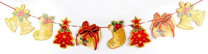 Paper Gold Yellow Gift Set Tree Stocking Double Bell Bunting
