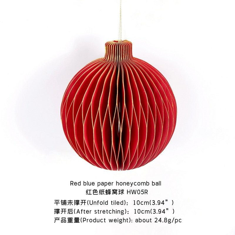 Paper Honeycomb Round Bauble (110g Double + Gold Pink)