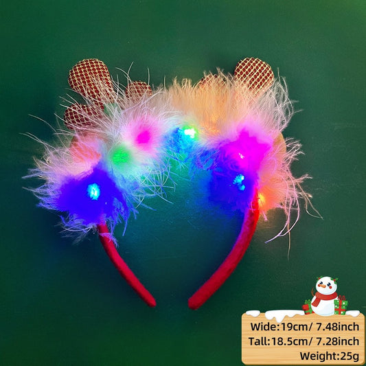Plaid Antler Headband (with LED + Fluffy)