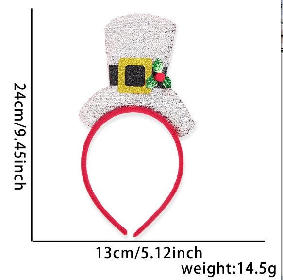 Plaid Blue Plaid Top Hat Style Christmas Headband 2
