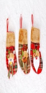 Plaid Fabric Raw Edge Opening Small Stocking