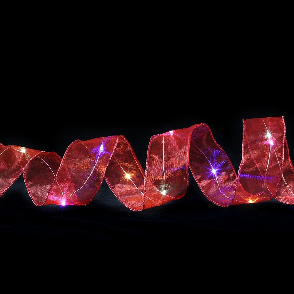 Plain Tulle Edge-Stitched Ribbon Gold Colorful LED (5cm)2m 3